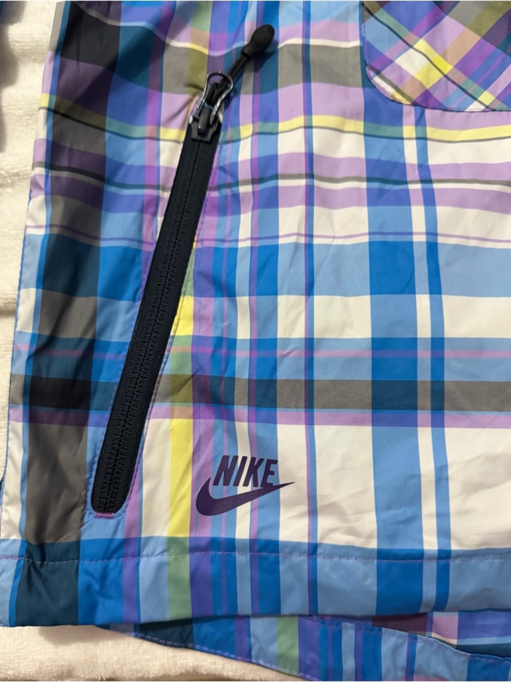 Vintage Nike Plaid Blue Hooded Windbreaker Jacket - Picture 3 of 5
